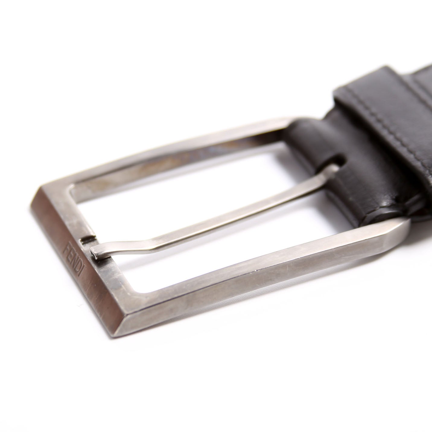 Fendi Square Buckle FF Leather Belt 45MM Size 115/56 Black