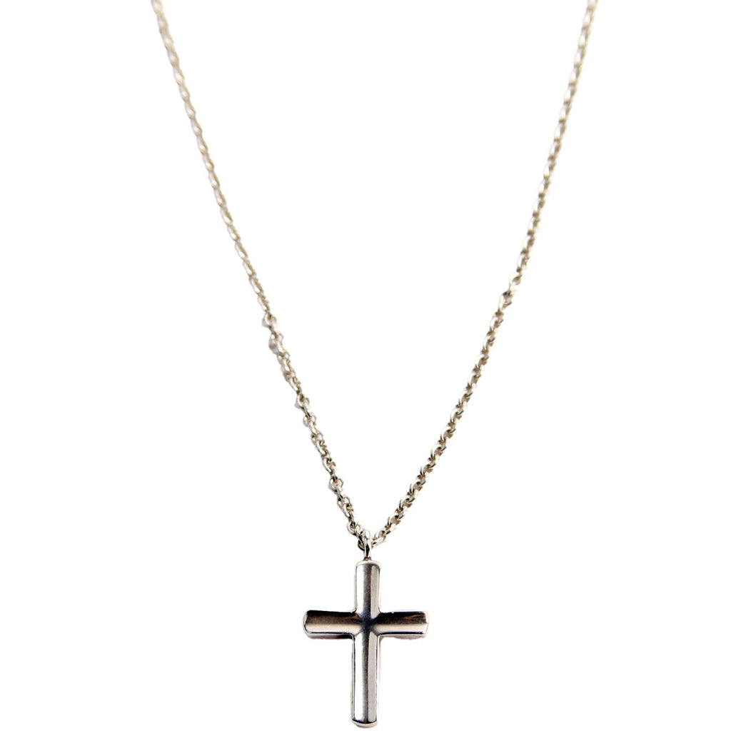 Concave Cross Pendant Necklace 925