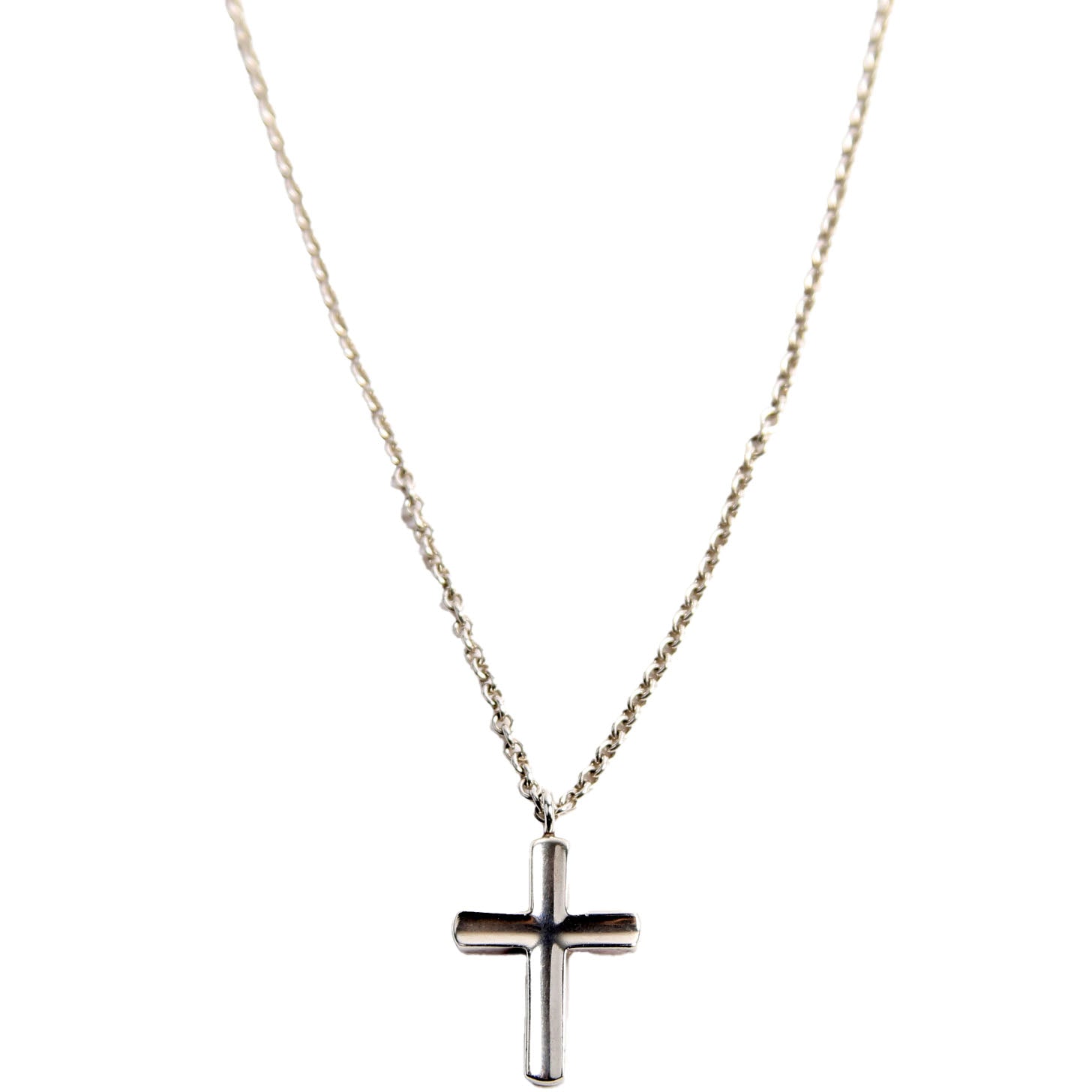 Concave Cross Pendant Necklace 925