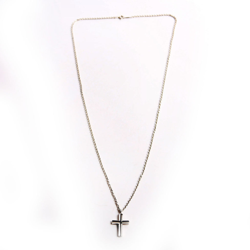 Concave Cross Pendant Necklace 925