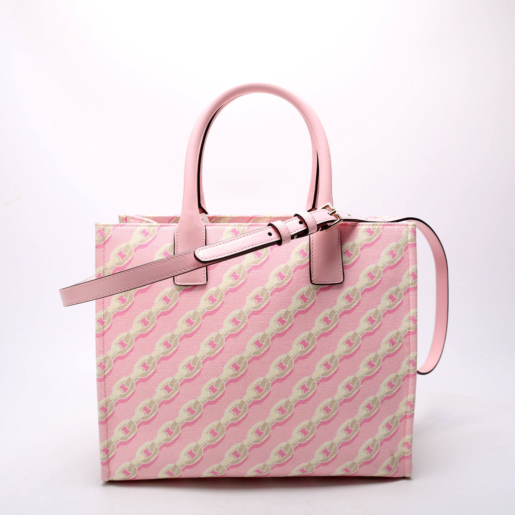 La Medusa Small Chain Print Canavs Tote Pink/Gray