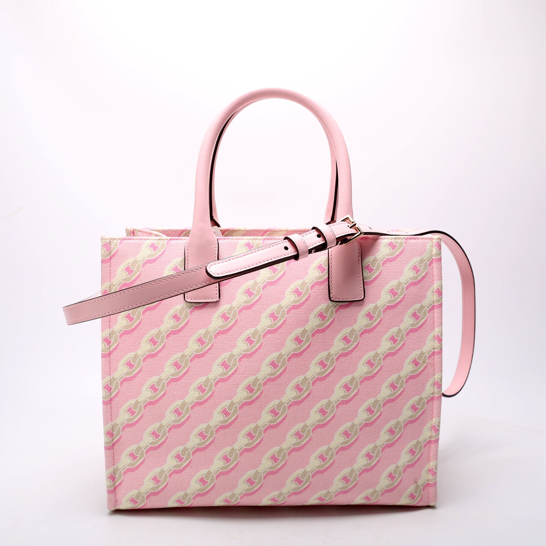 La Medusa Small Chain Print Canavs Tote Pink/Gray