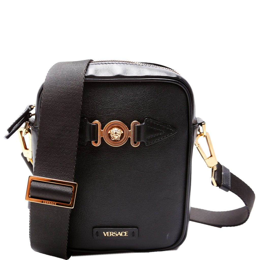 Medusa Biggie Small Crossbody Leather Black