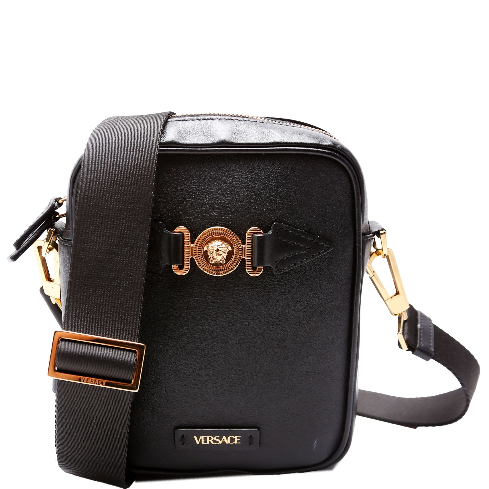 Medusa Biggie Small Crossbody Leather Black