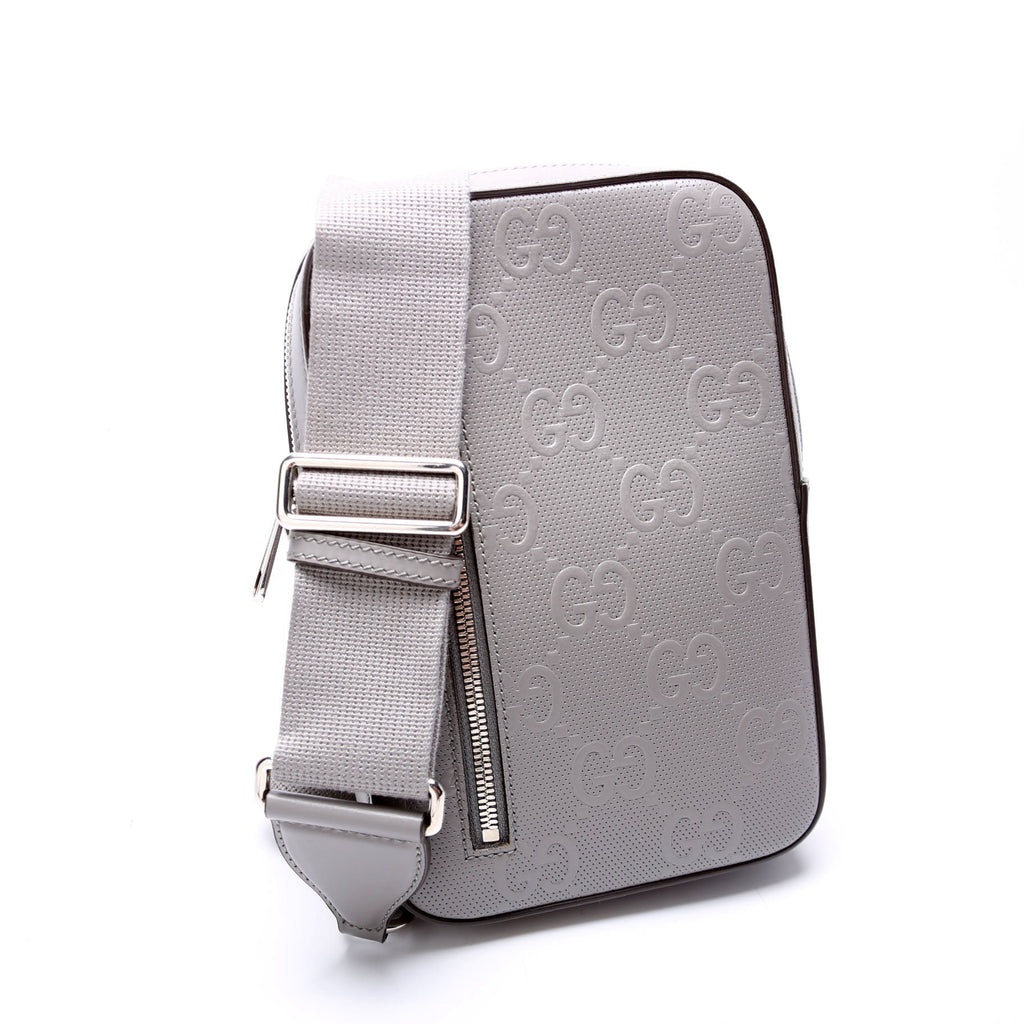 700431 GG Embossed Sling Backpack Gray