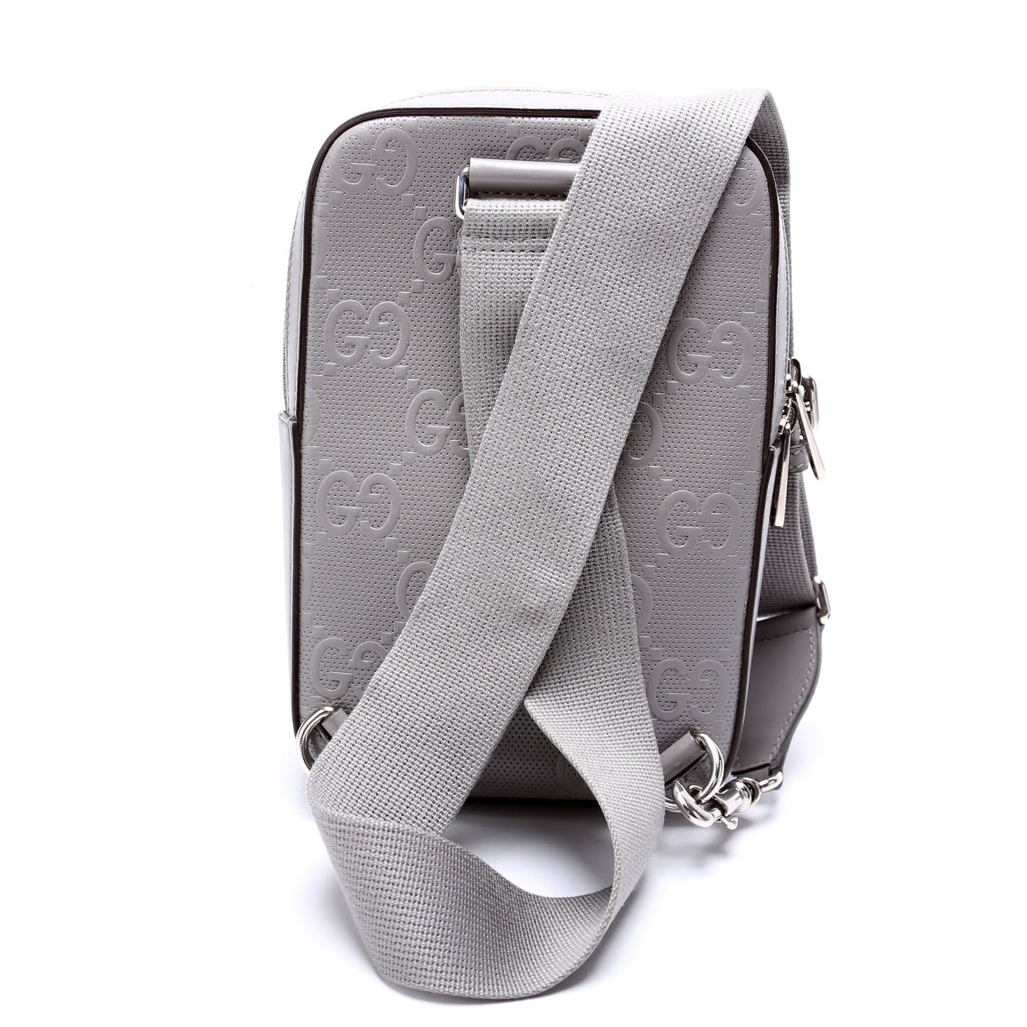 700431 GG Embossed Sling Backpack Gray
