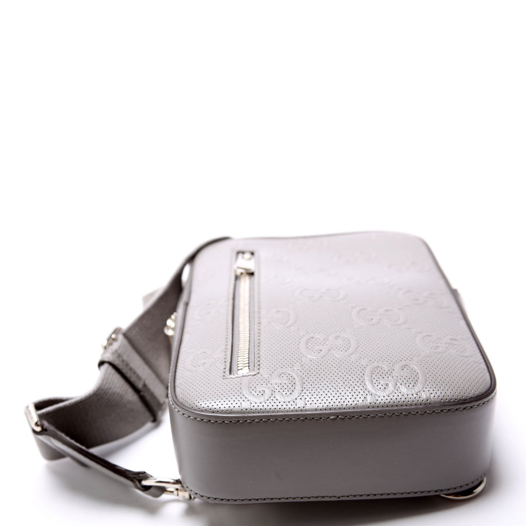 700431 GG Embossed Sling Backpack Gray