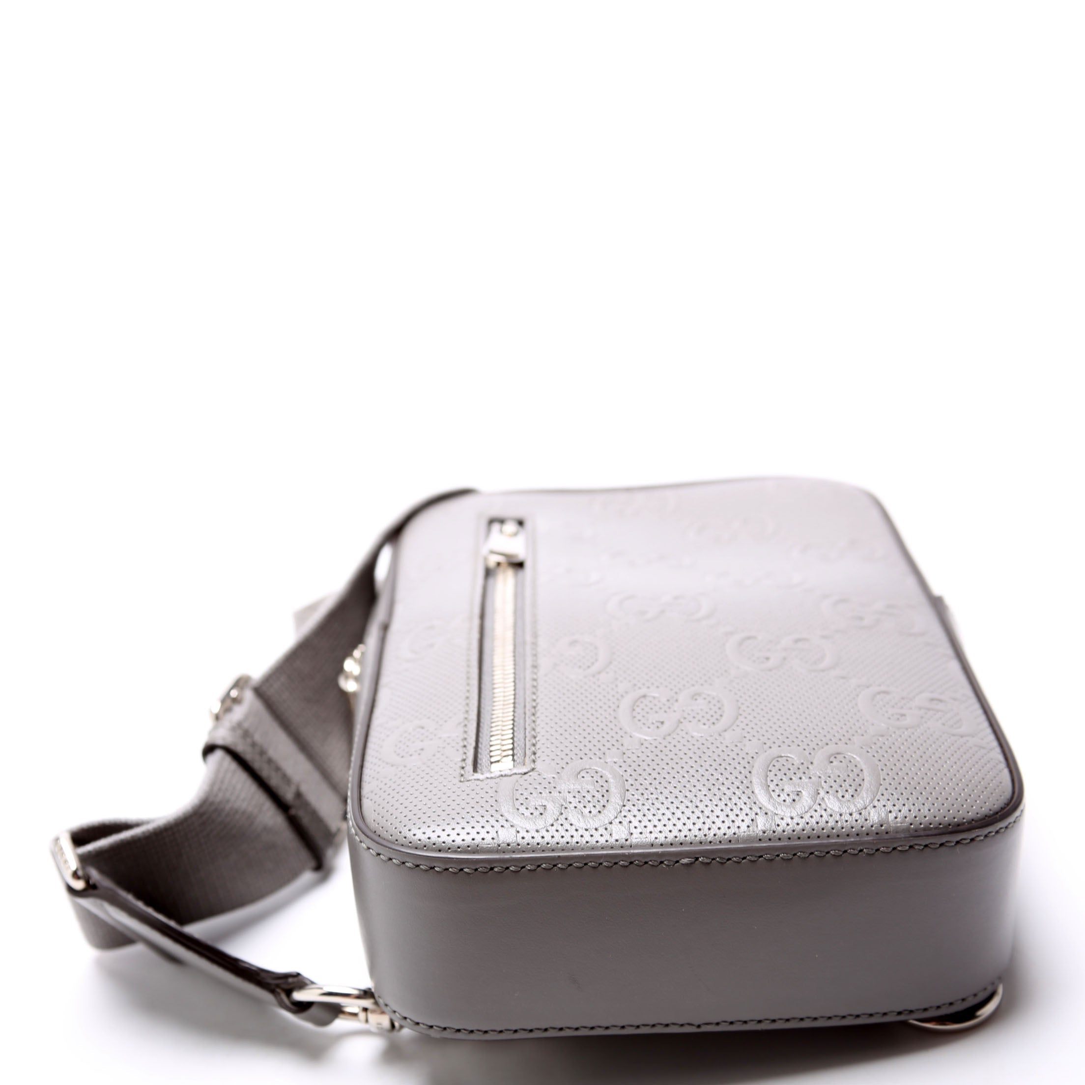 700431 GG Embossed Sling Backpack Gray