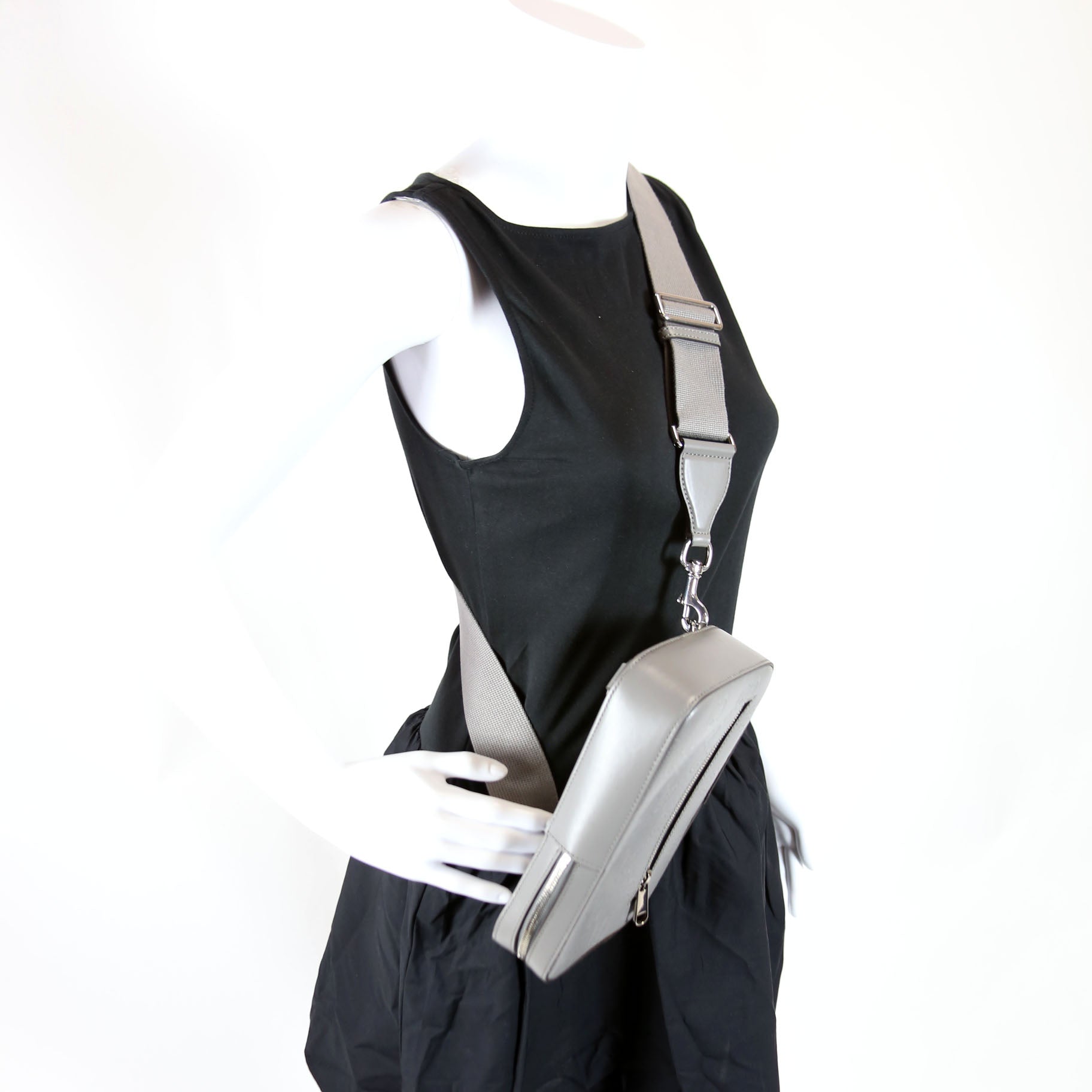 700431 GG Embossed Sling Backpack Gray