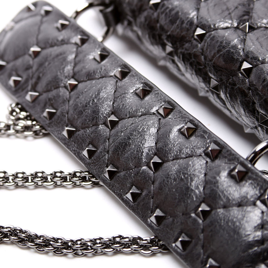 Rockstud Spike Bag Small Craquelle Nappa Black