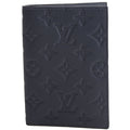 Passport Cover Monogram Shadow Embossed Calfskin Navy