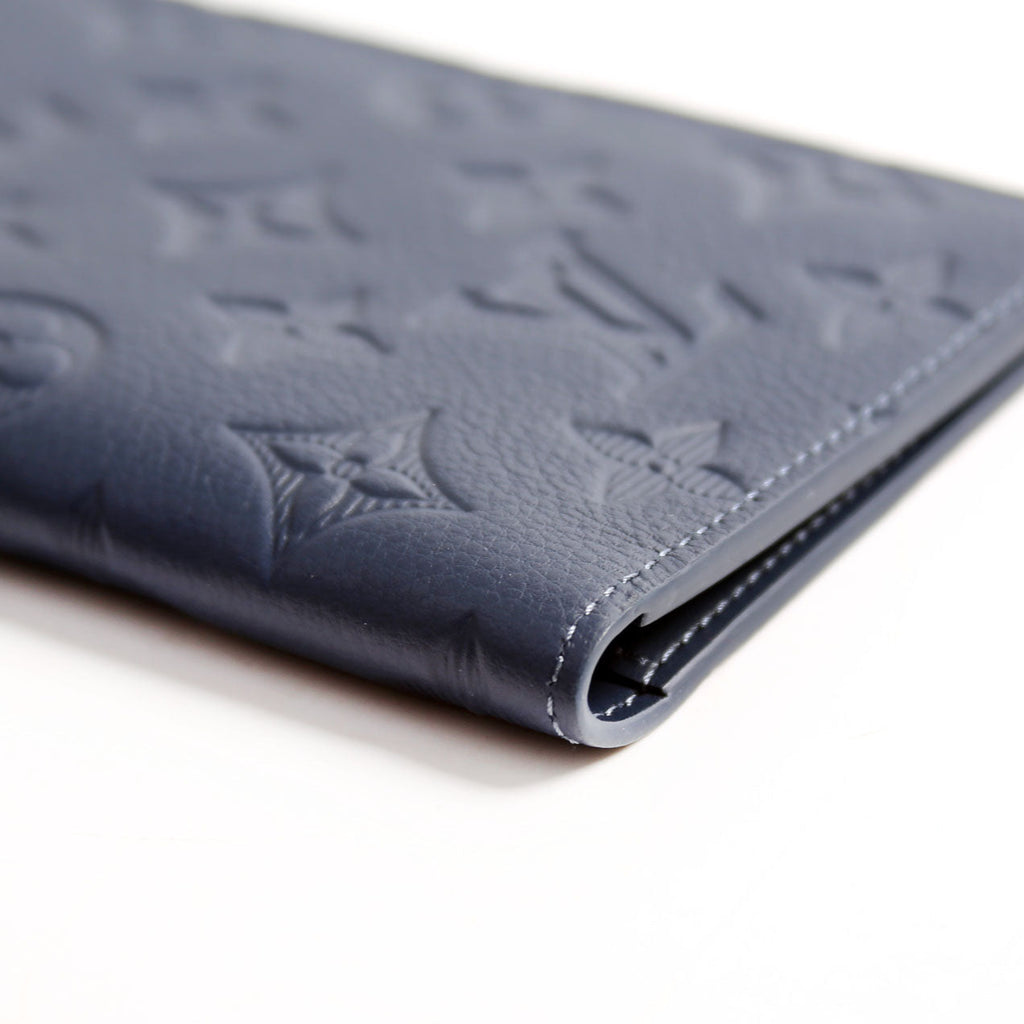 Passport Cover Monogram Shadow Embossed Calfskin Navy