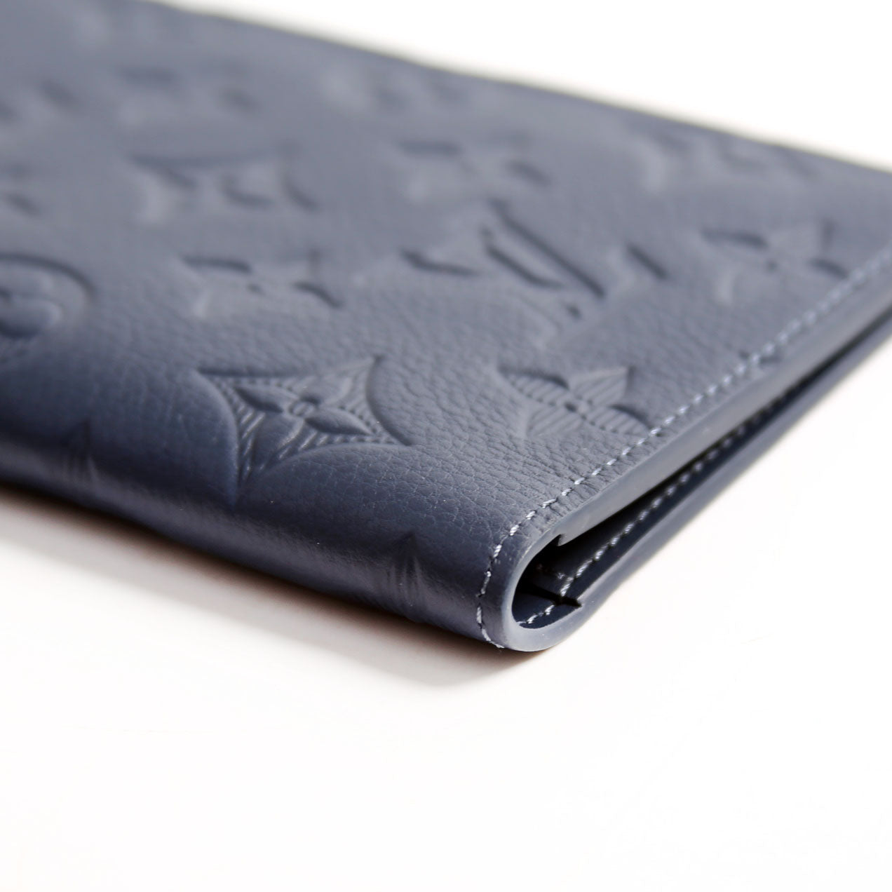 Passport Cover Monogram Shadow Embossed Calfskin Navy