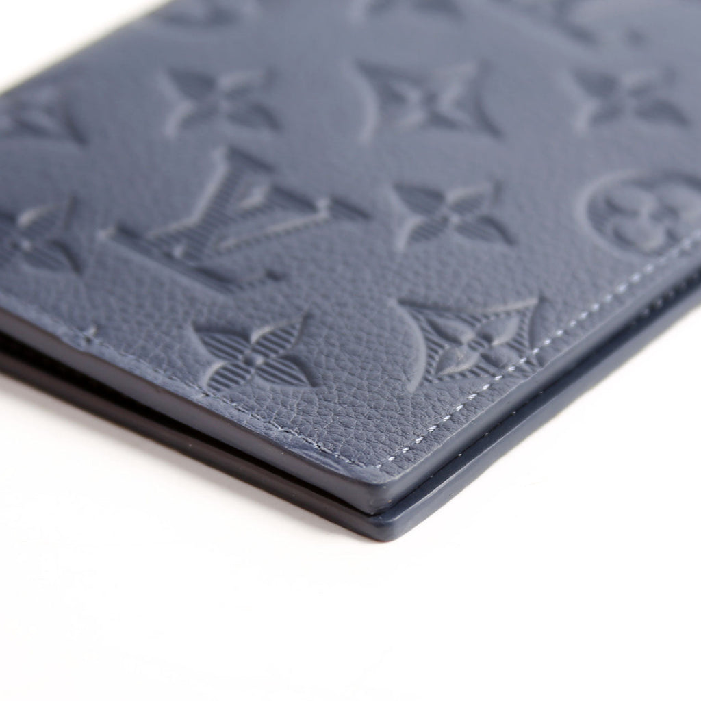 Passport Cover Monogram Shadow Embossed Calfskin Navy