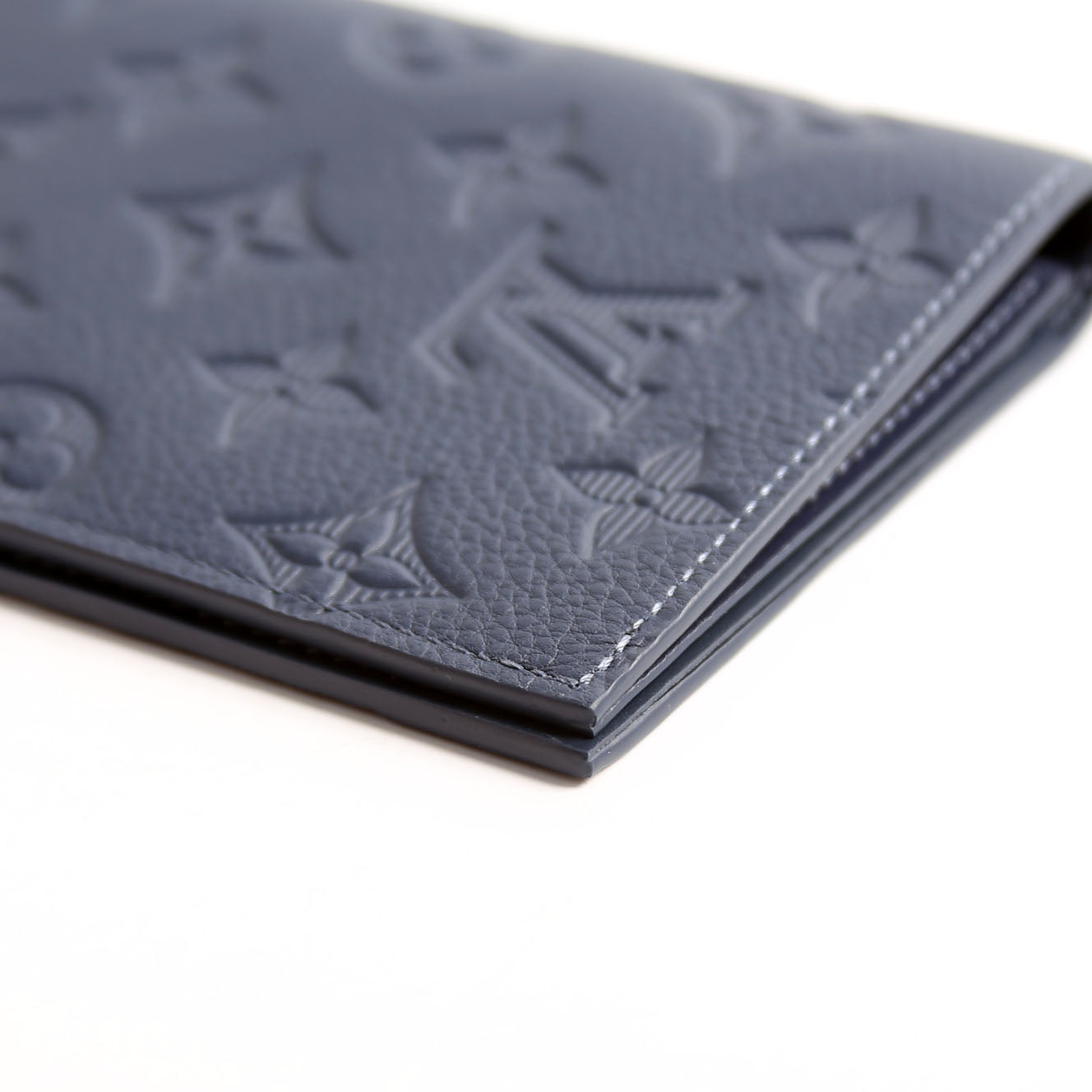 Passport Cover Monogram Shadow Embossed Calfskin Navy