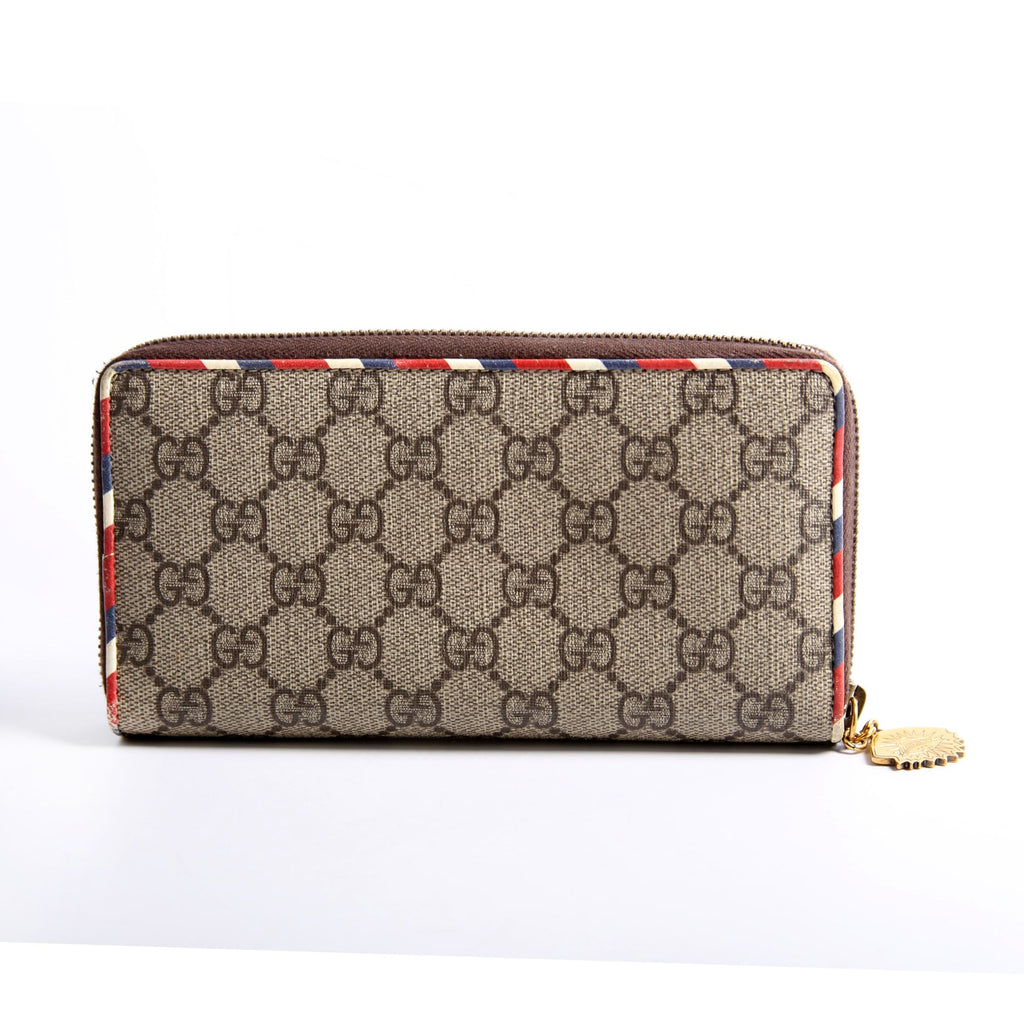 473909 GG Supreme Courrier Embossed UFP Zip Around Wallet Beige/Multicolor