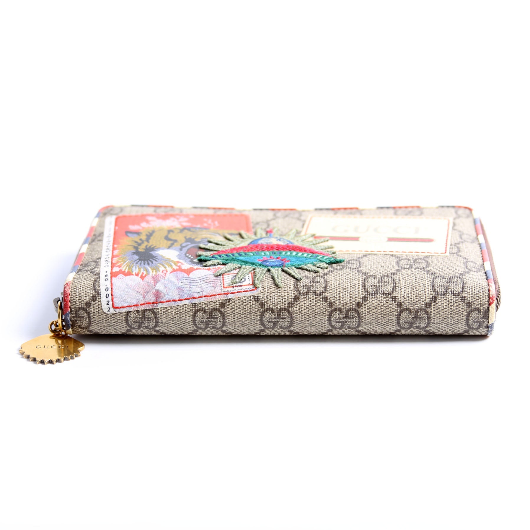 473909 GG Supreme Courrier Embossed UFP Zip Around Wallet Beige/Multicolor