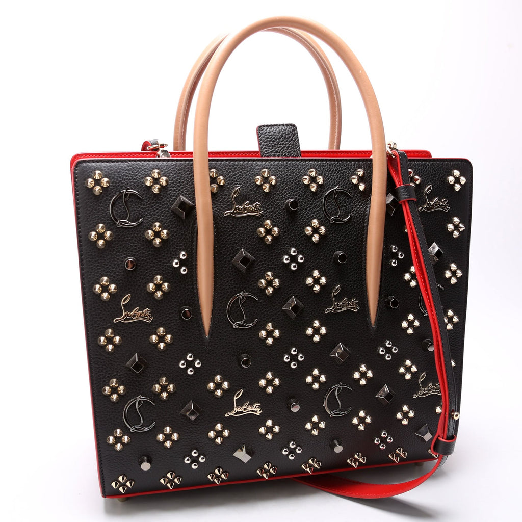 Paloma Medium Satchel Calfskin Spikes Black/Red/Nude
