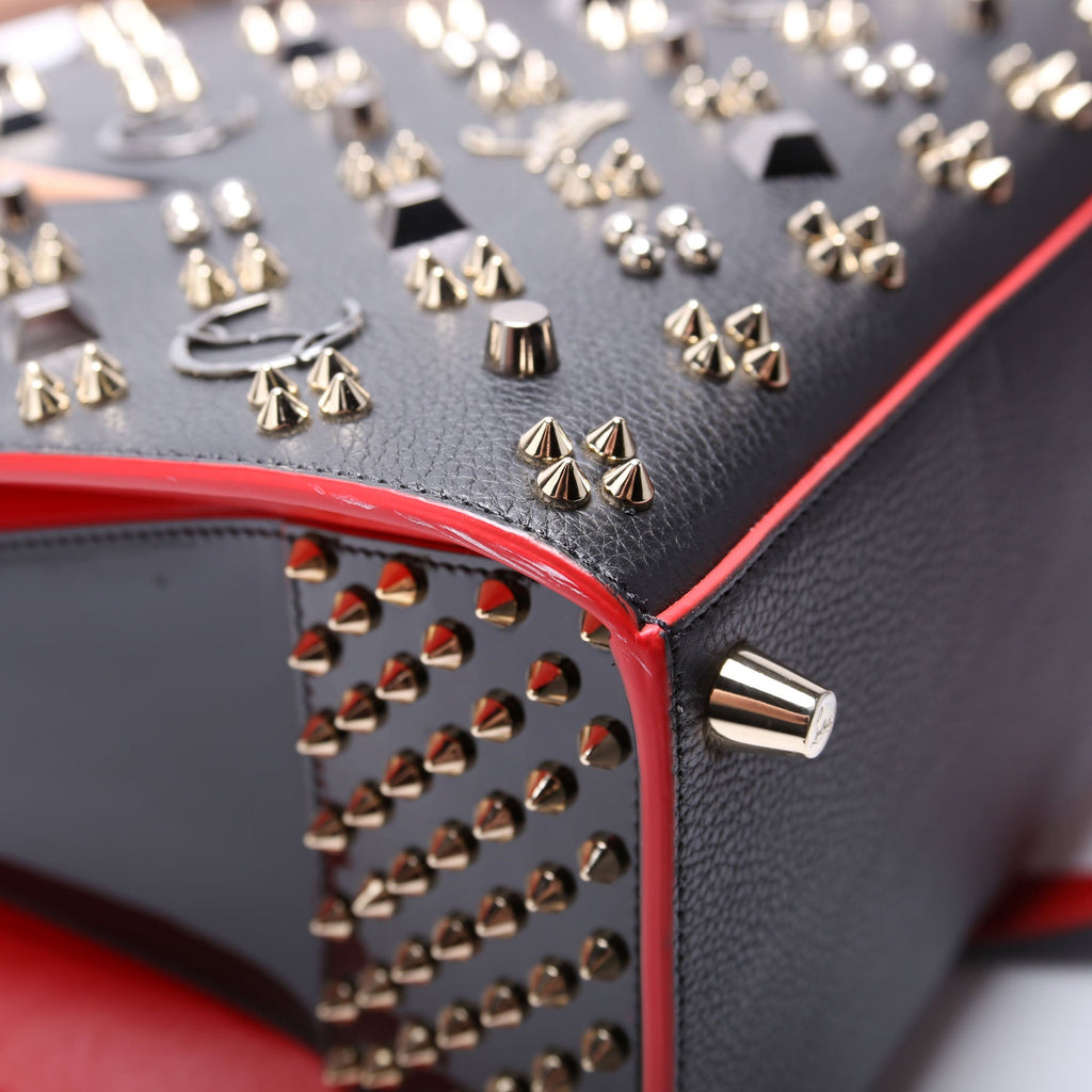 Paloma Medium Satchel Calfskin Spikes Black/Red/Nude