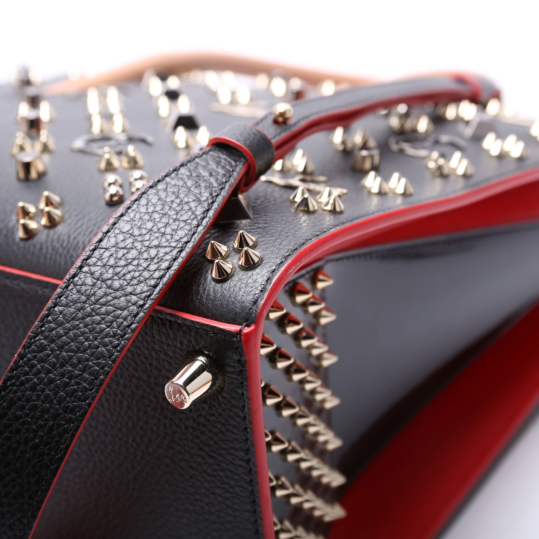 Paloma Medium Satchel Calfskin Spikes Black/Red/Nude