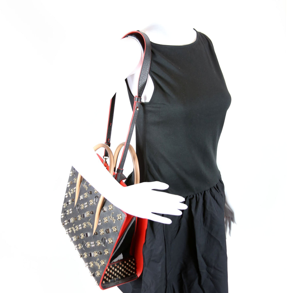 Paloma Medium Satchel Calfskin Spikes Black/Red/Nude