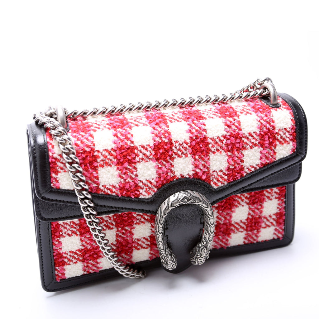 400249 Dionysus Tweed Check Shoulder Small