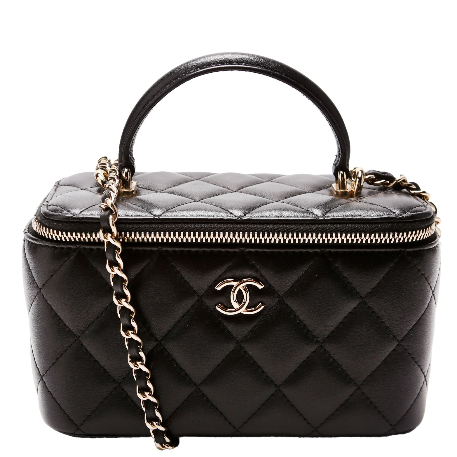 Vanity Case Top Handle Small Lambskin 31M Black