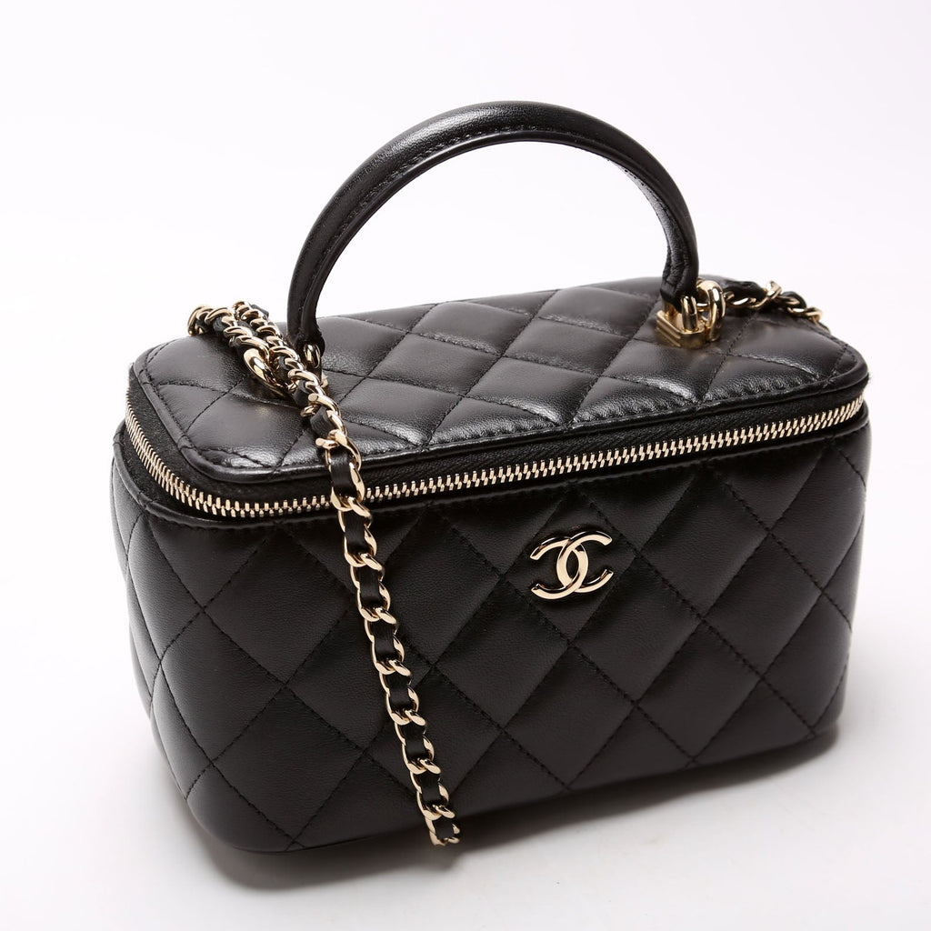 Vanity Case Top Handle Small Lambskin 31M Black