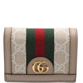 Ophidia GG Card Case Wallet Beige