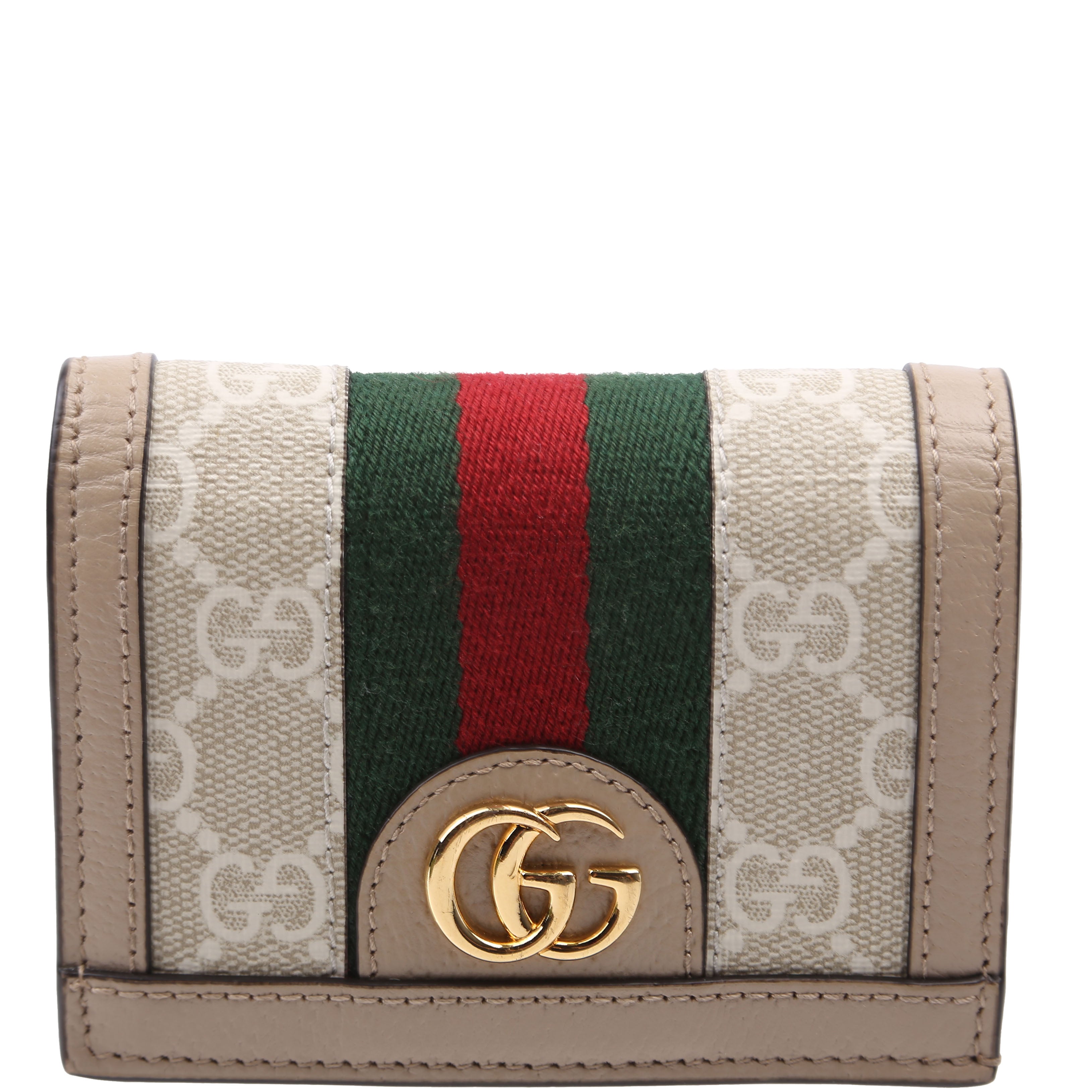 Ophidia GG Card Case Wallet Beige