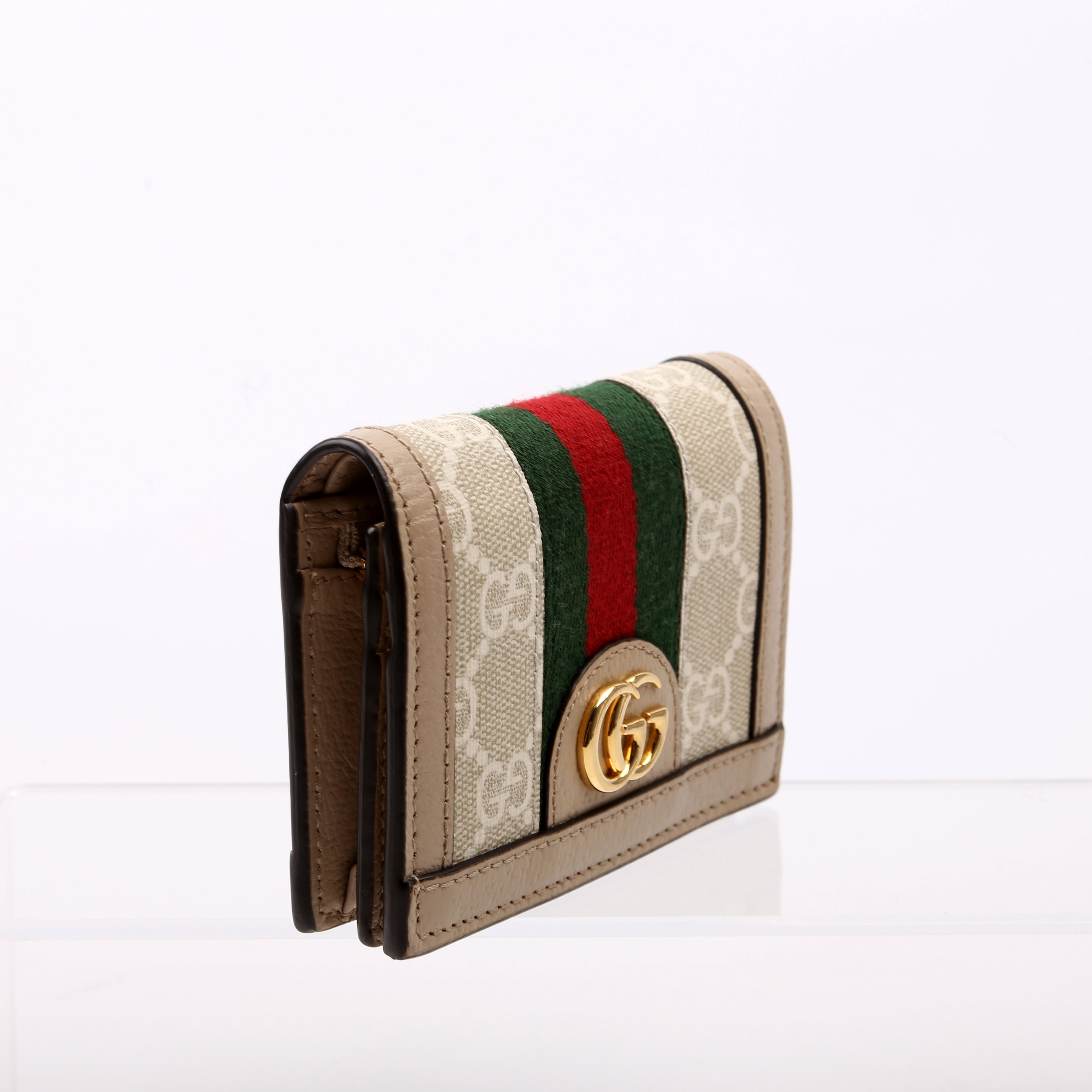 Ophidia GG Card Case Wallet Beige