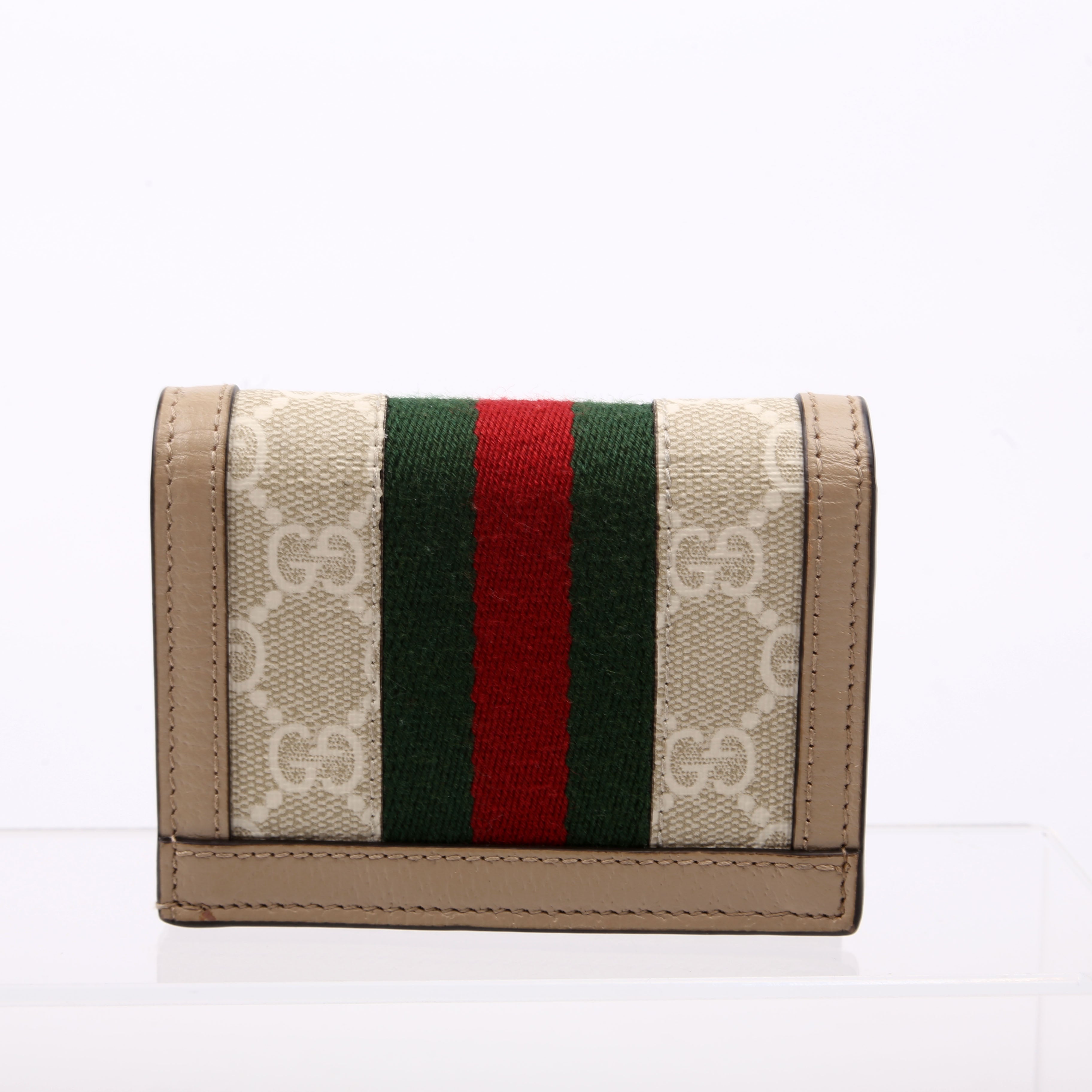 Ophidia GG Card Case Wallet Beige