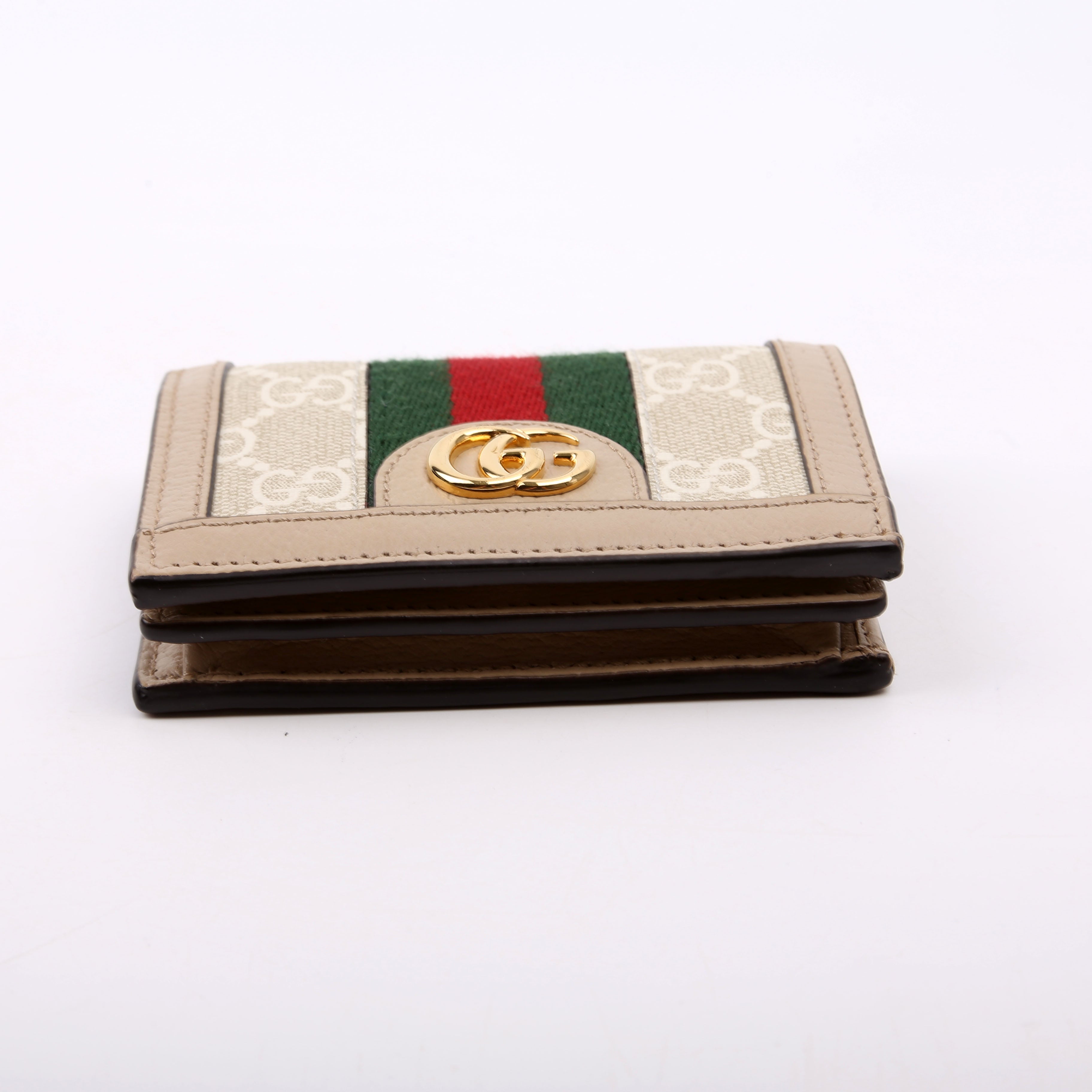 Ophidia GG Card Case Wallet Beige