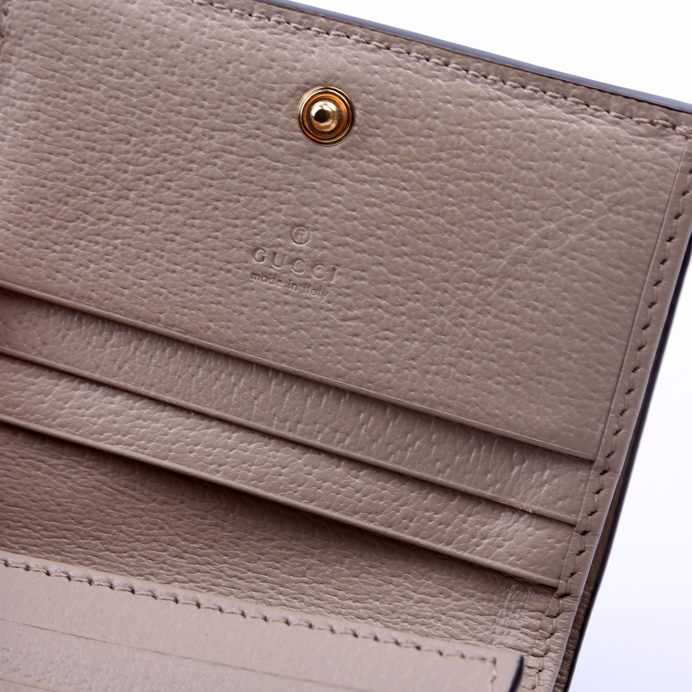 Ophidia GG Card Case Wallet Beige
