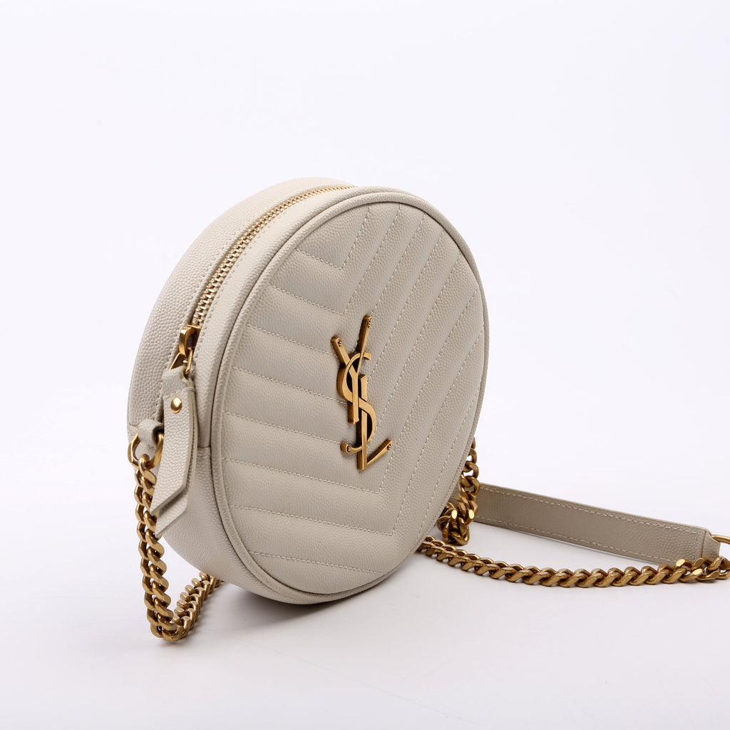 610436 Grain De Poudre Round Camera Bag Cream