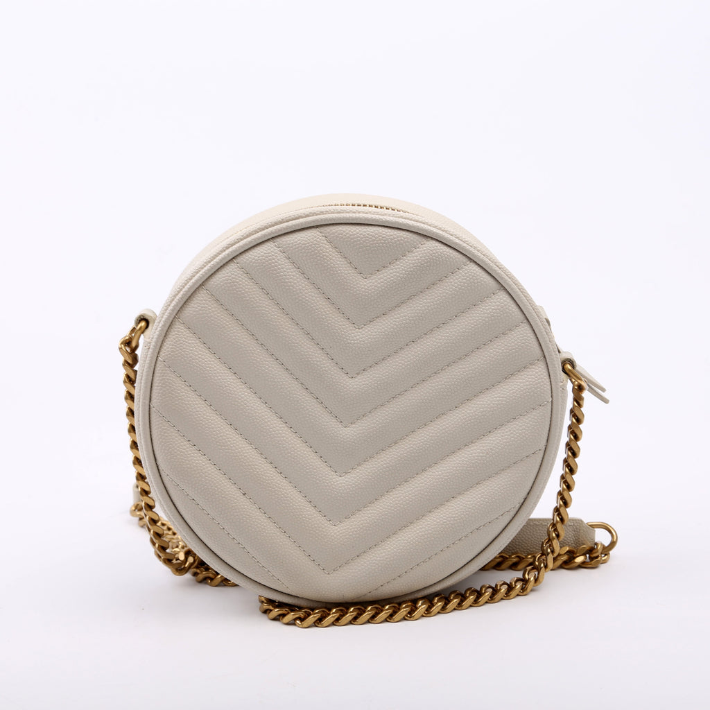 610436 Grain De Poudre Round Camera Bag Cream
