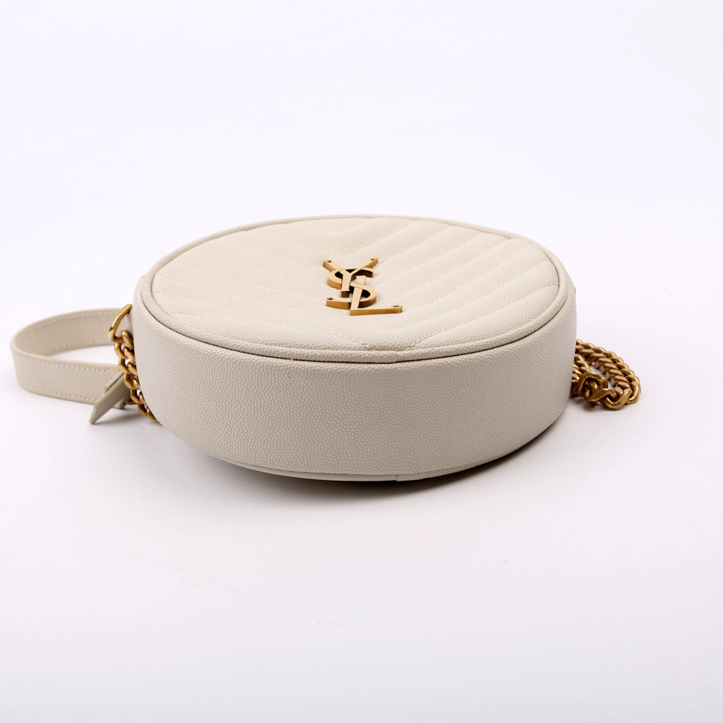 610436 Grain De Poudre Round Camera Bag Cream