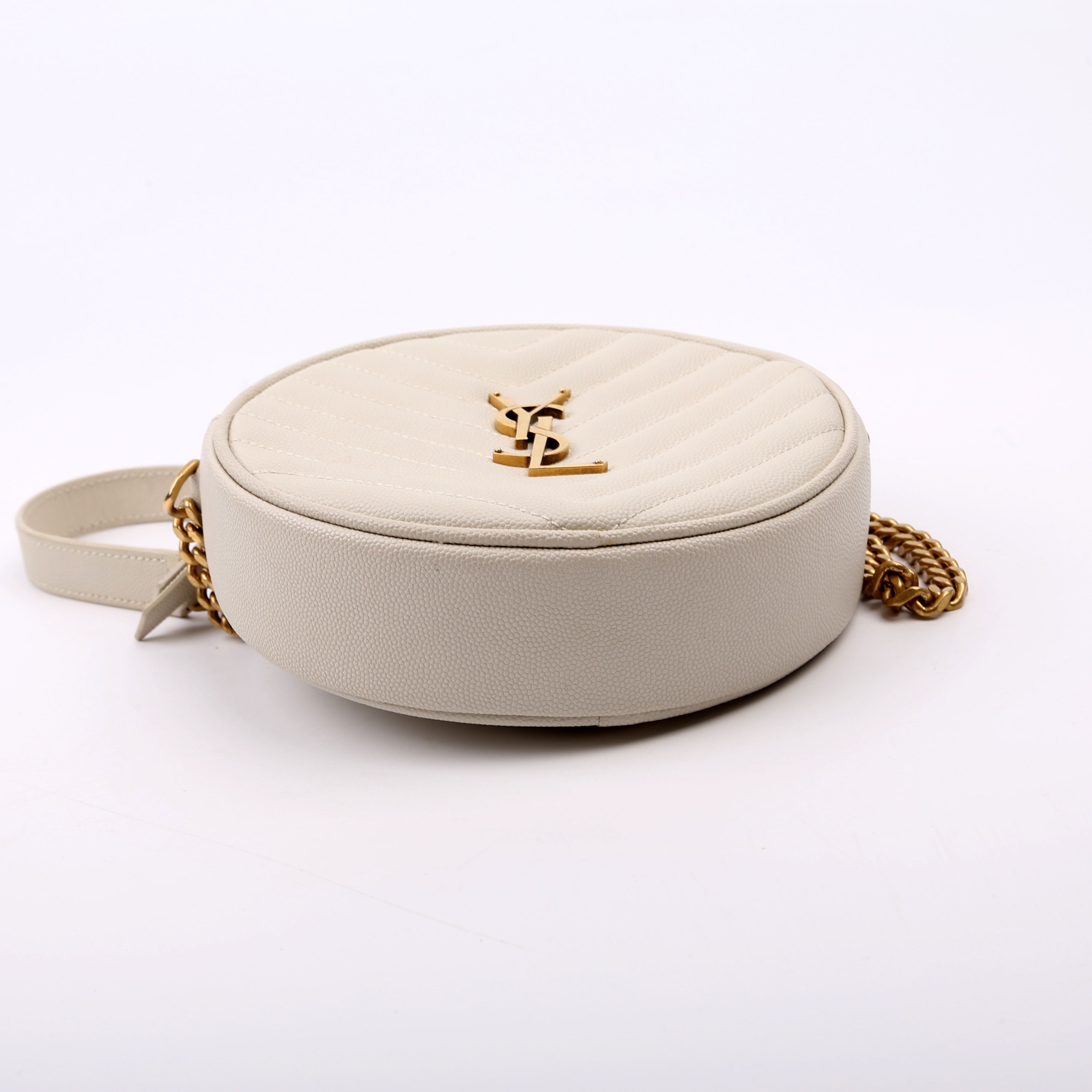 610436 Grain De Poudre Round Camera Bag Cream