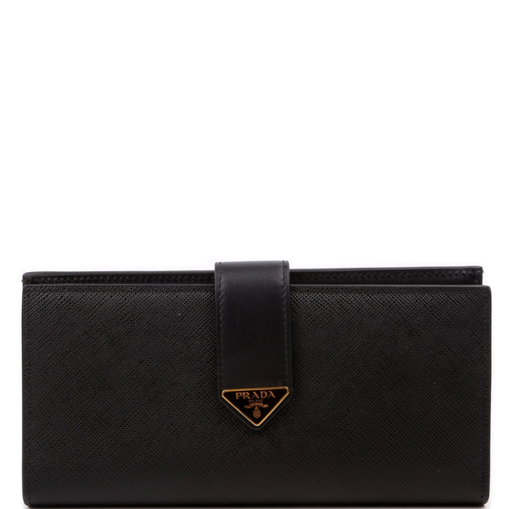 Saffiano Triangle Logo Large Wallet Black