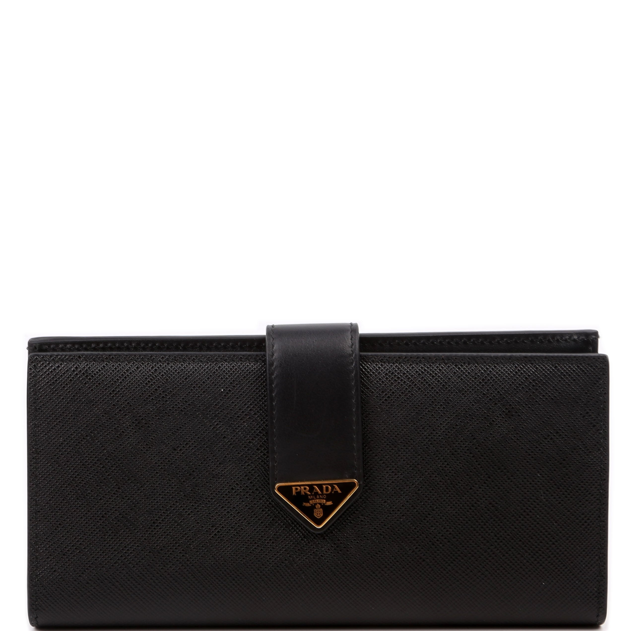 Saffiano Triangle Logo Large Wallet Black