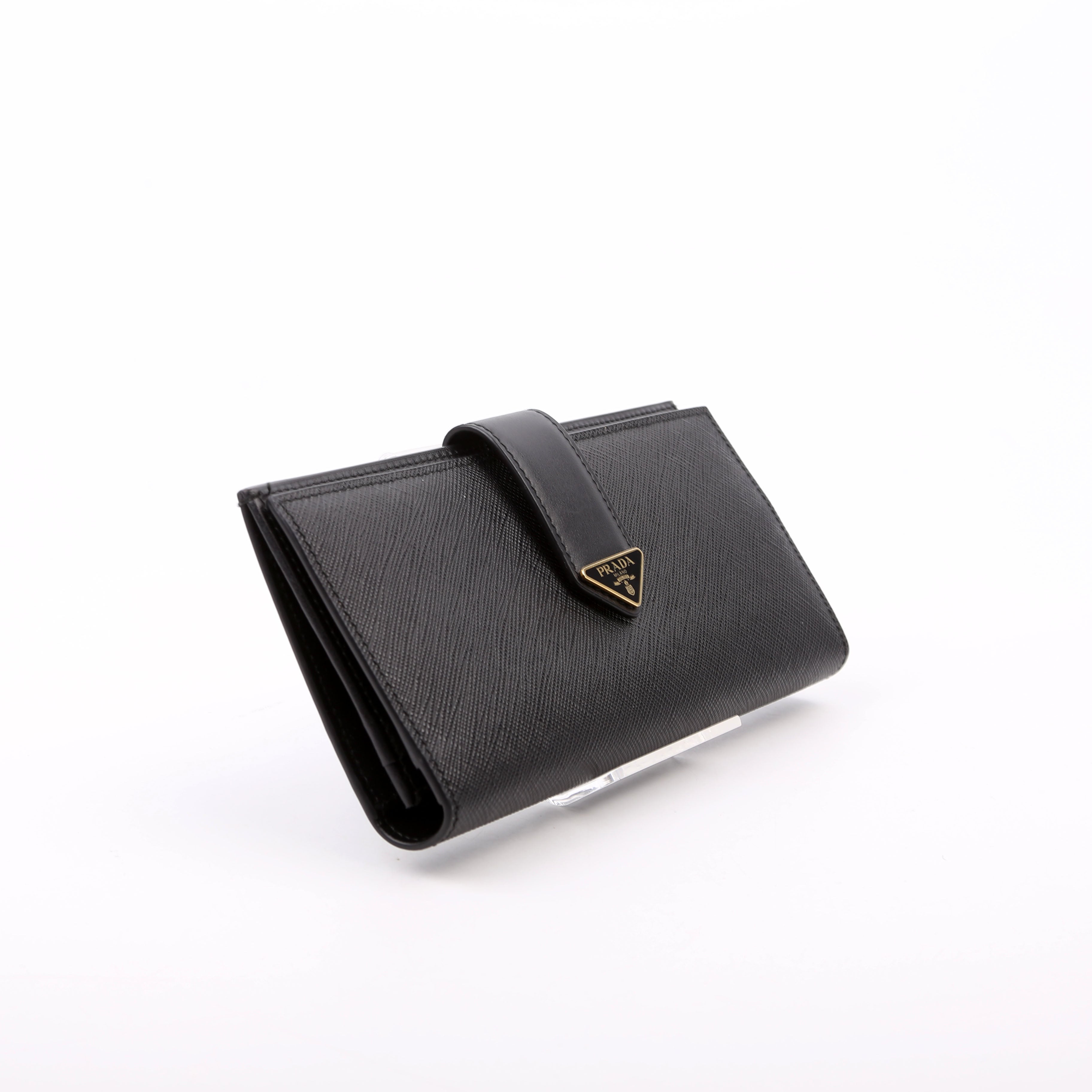 Saffiano Triangle Logo Large Wallet Black