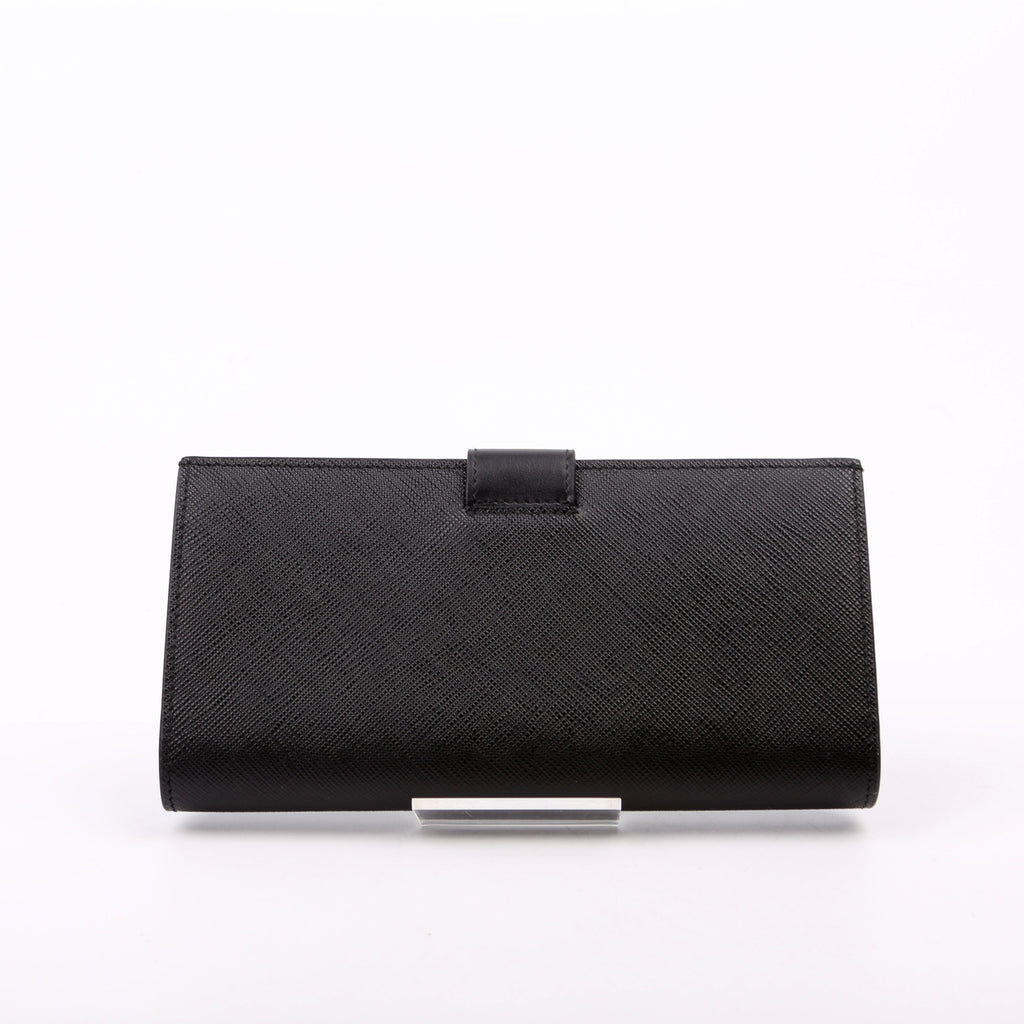 Saffiano Triangle Logo Large Wallet Black