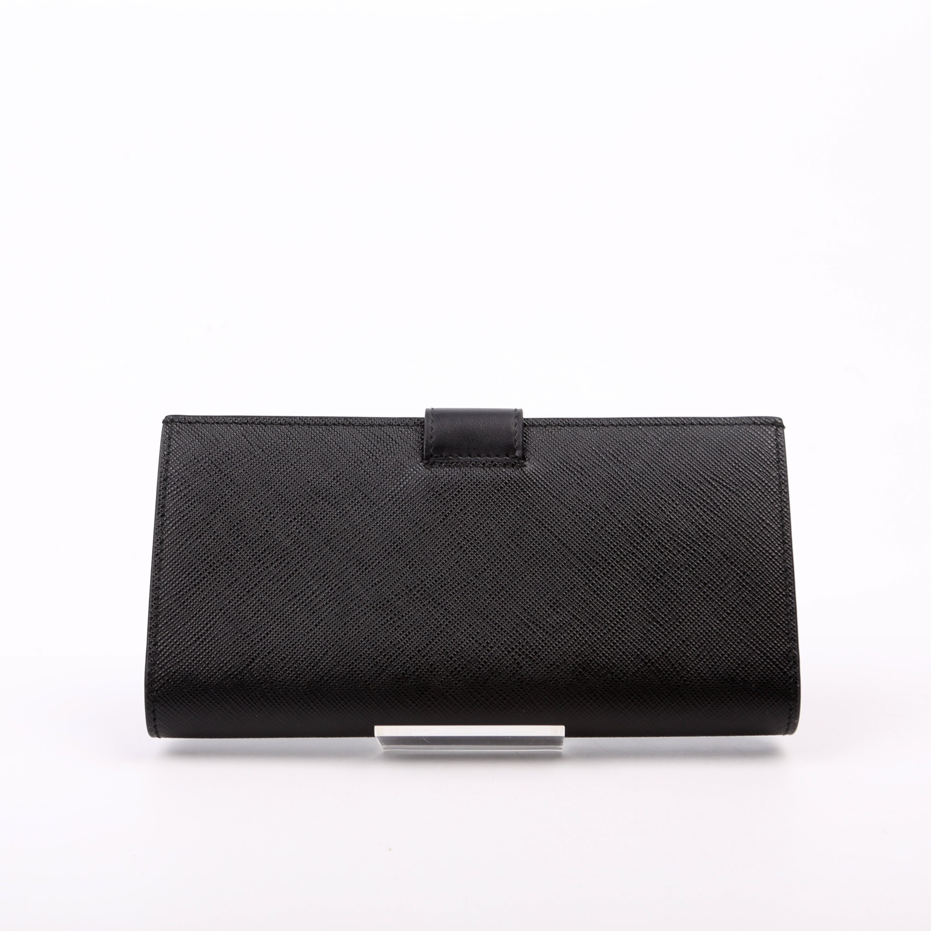 Saffiano Triangle Logo Large Wallet Black