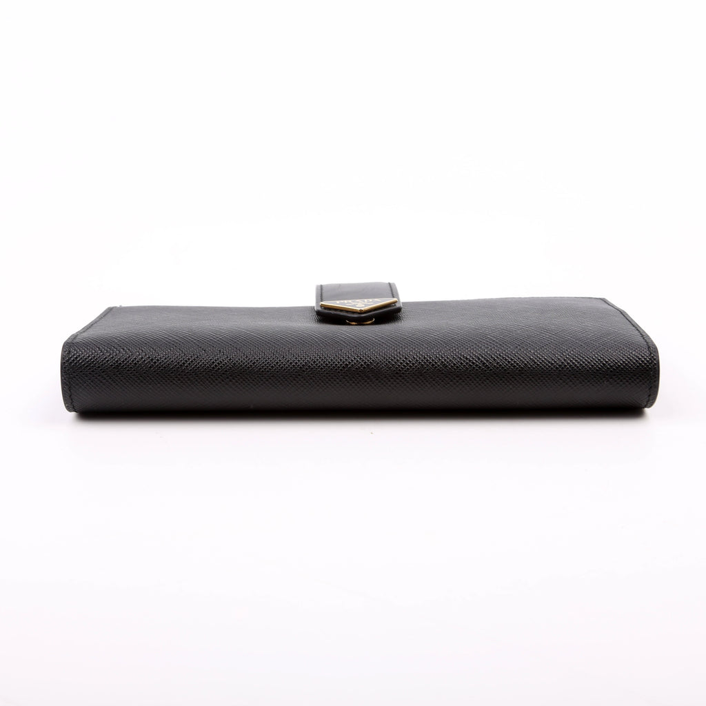 Saffiano Triangle Logo Large Wallet Black