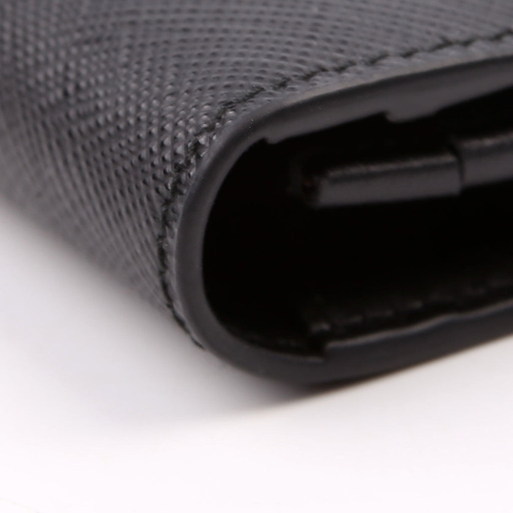 Saffiano Triangle Logo Large Wallet Black