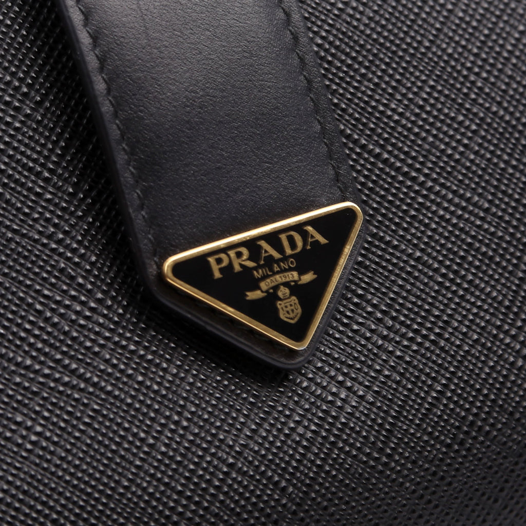 Saffiano Triangle Logo Large Wallet Black