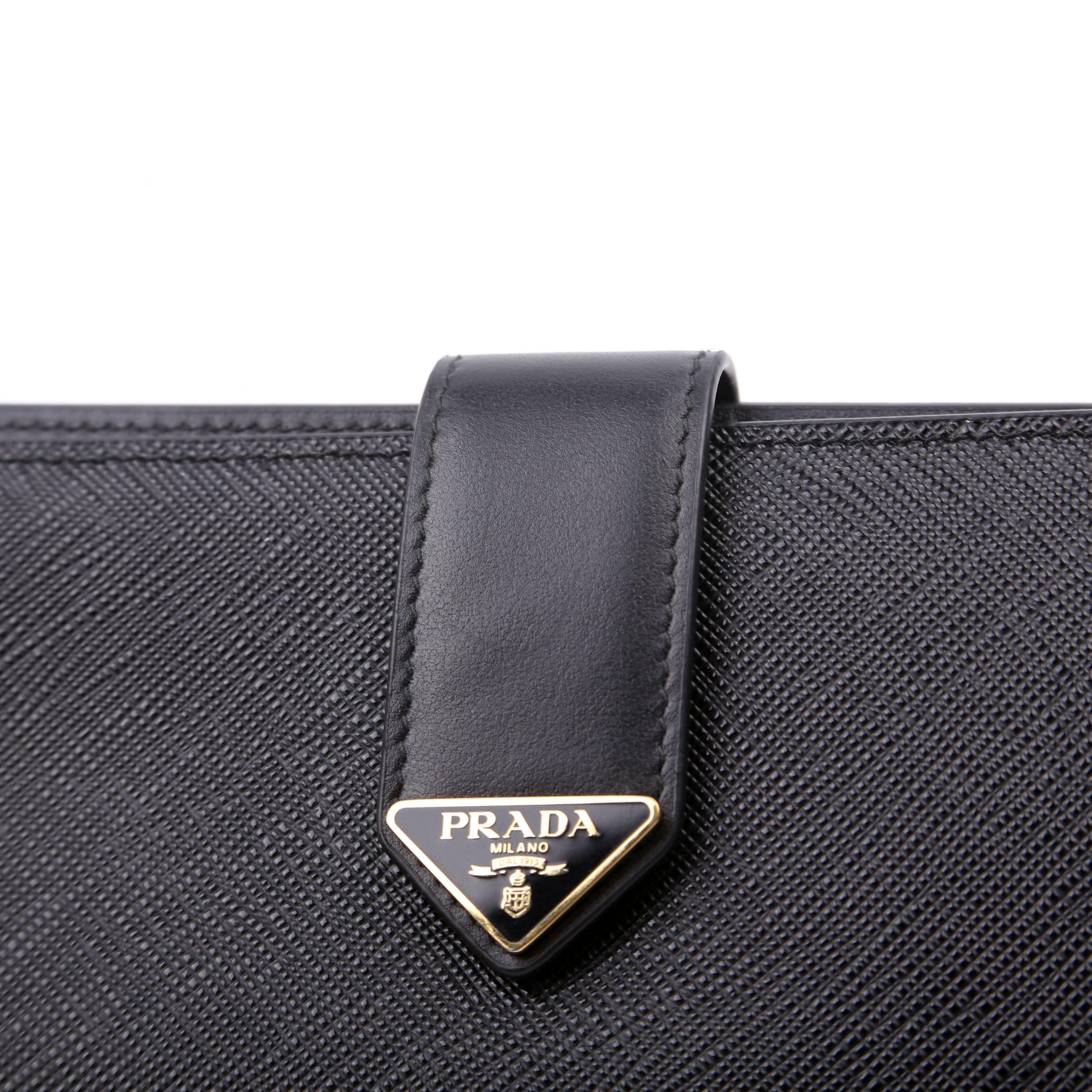 Saffiano Triangle Logo Large Wallet Black
