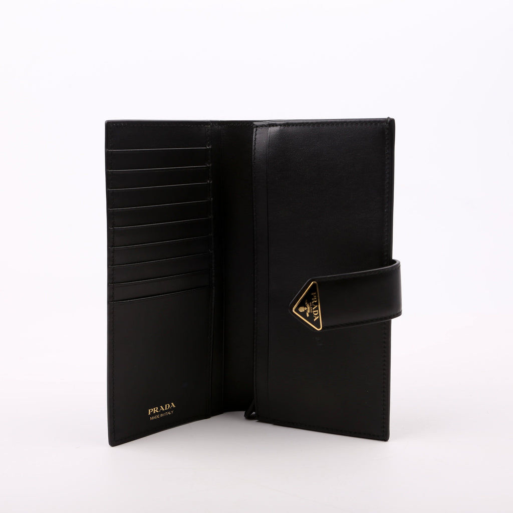 Saffiano Triangle Logo Large Wallet Black