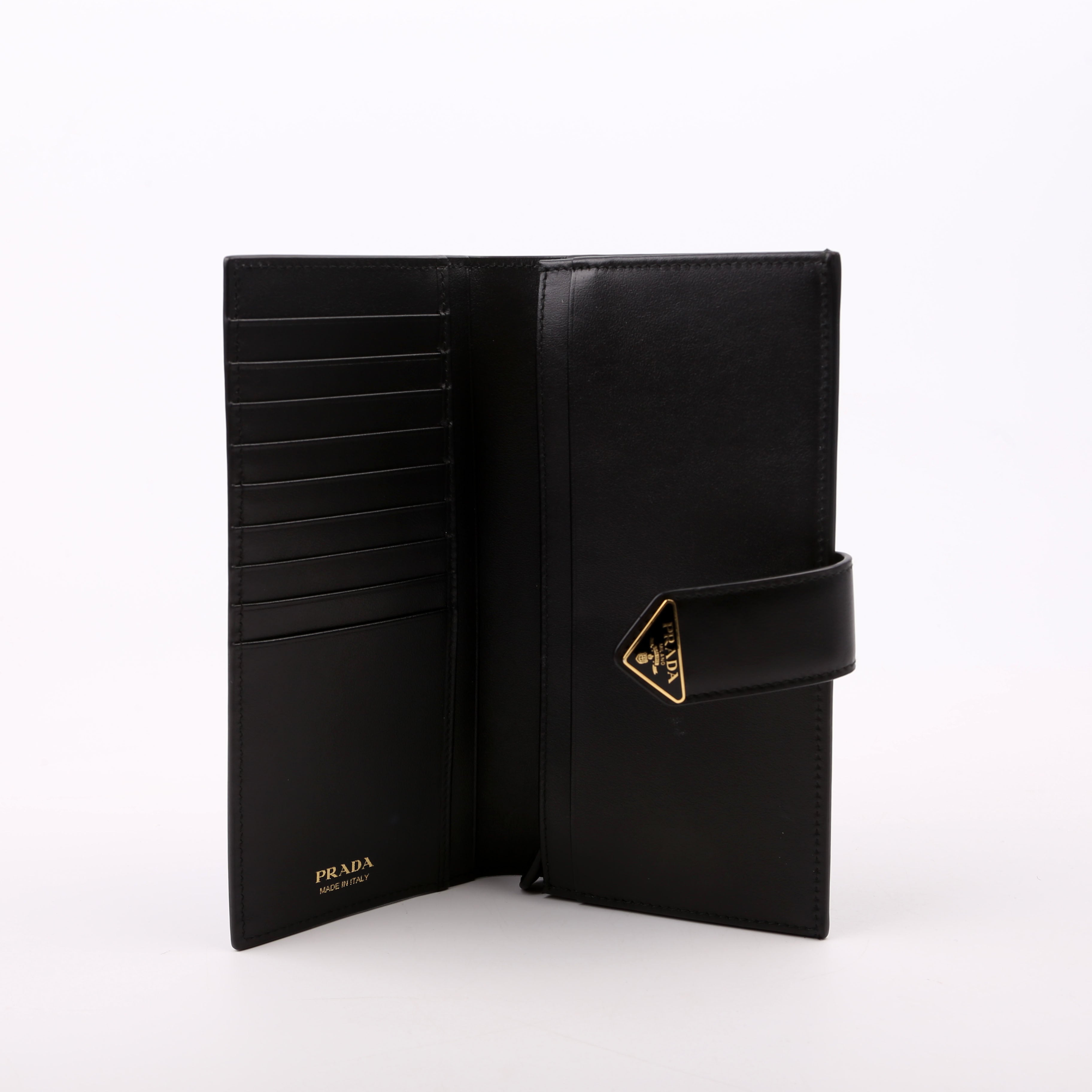 Saffiano Triangle Logo Large Wallet Black