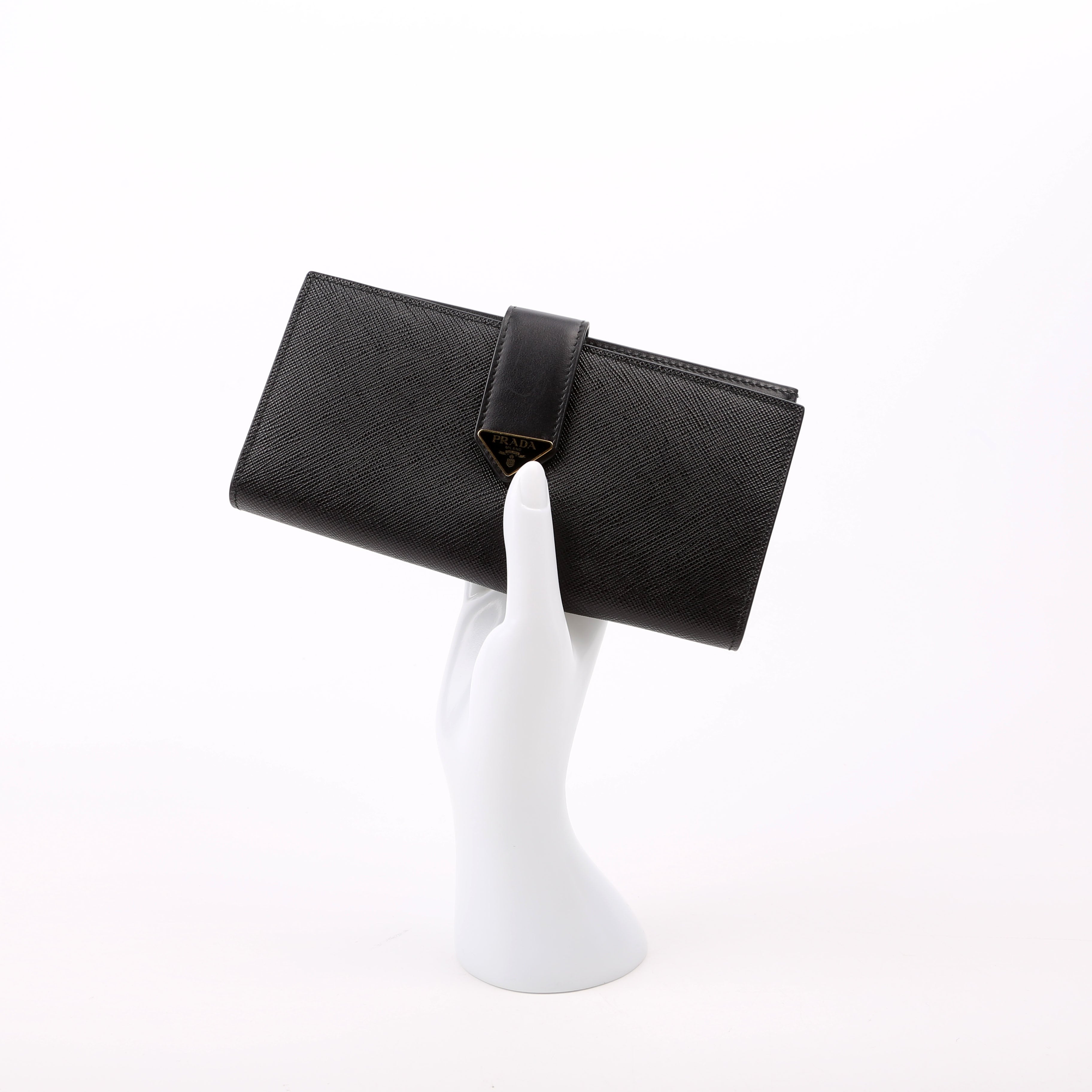 Saffiano Triangle Logo Large Wallet Black